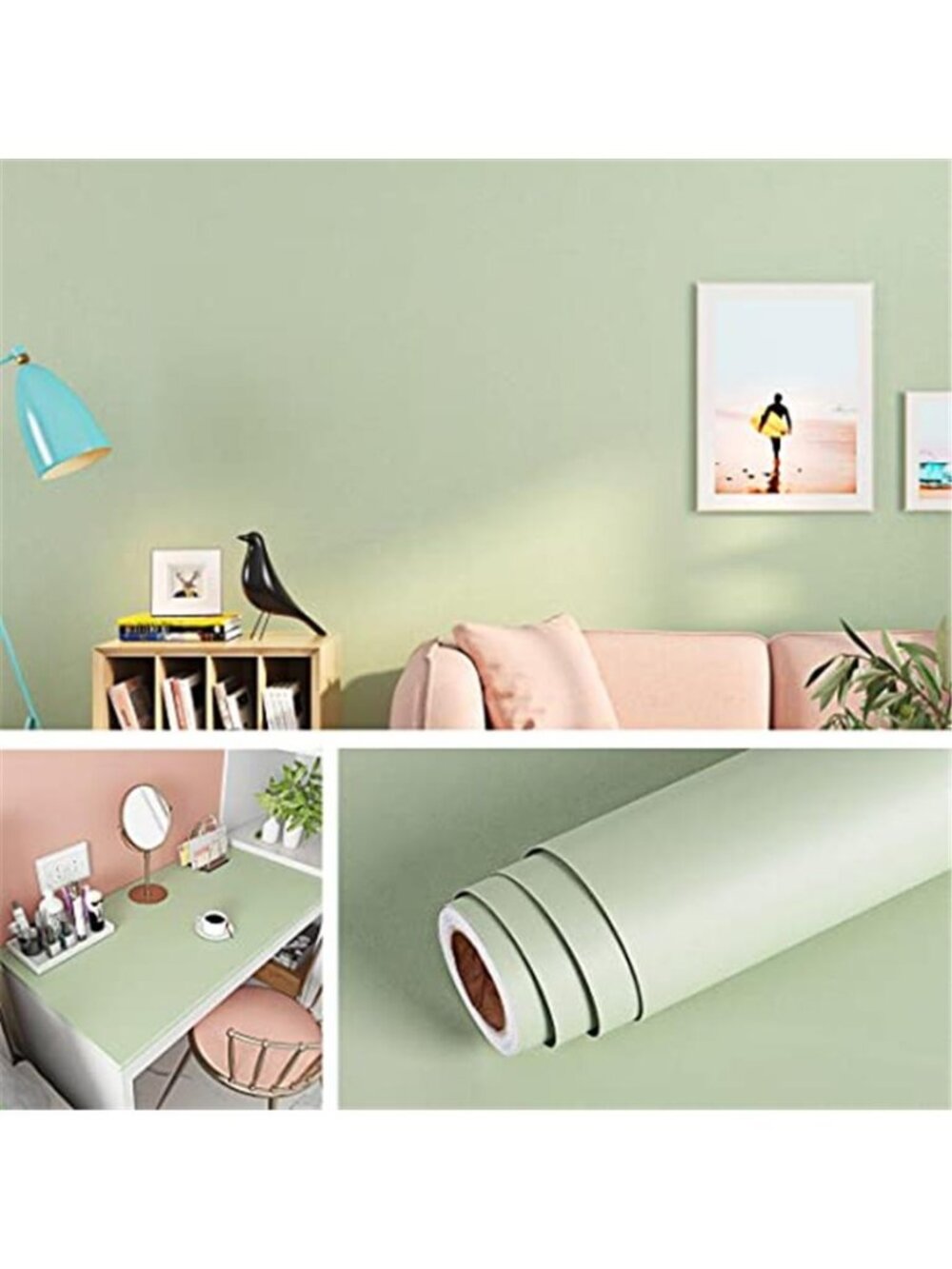Sage Green Peel And Stick Wallpaper Removable Contact Paper Wall Decor Vinyl